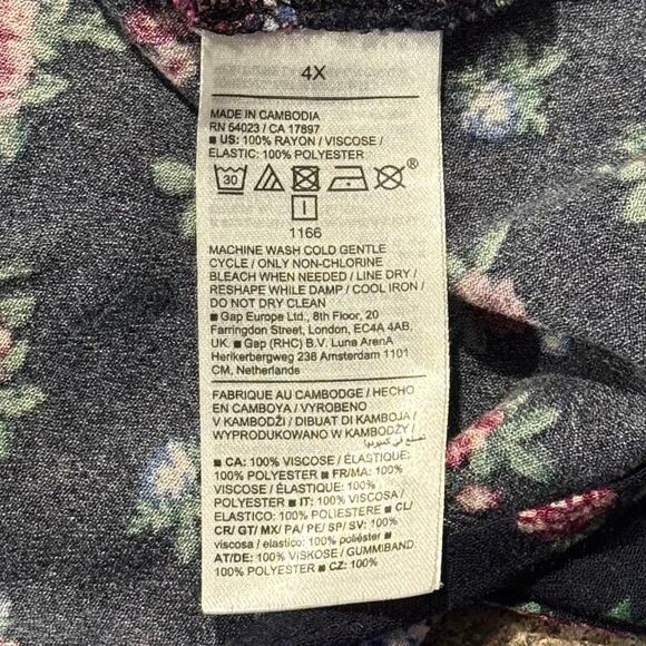 Old Navy Wrap Top Floral Cottage Dark Academia Boho Prairie Romantic Black 4X - Picture 6 of 9